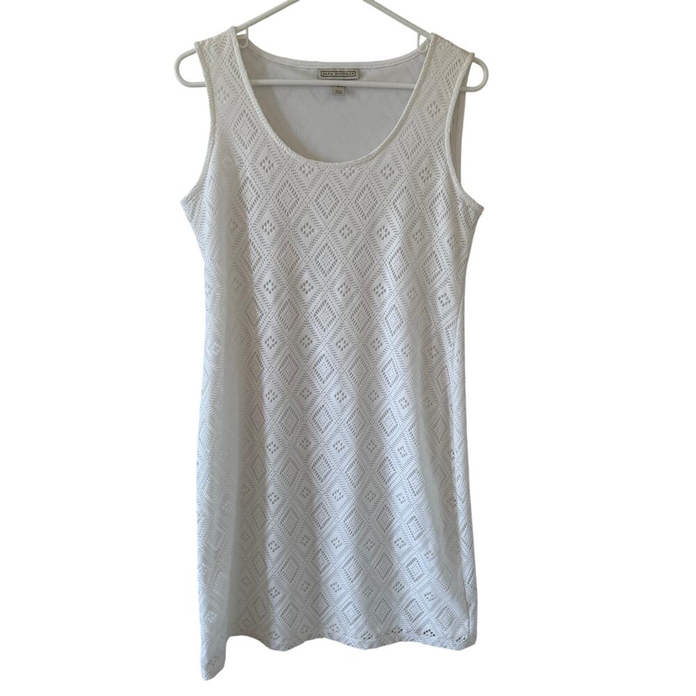 Women's Dana Buchman White Beachy Vacation Casual Summer Midi Dress Sz Small
